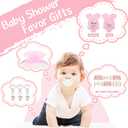 Teling 50 Sets Baby Shower Party Favors Baby Shower Angel Keychains Label Sticker Cards Organza Bags for Baptism Party(Pink)