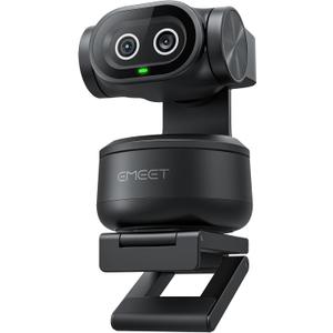 EMEET PIXY Dual-Camera AI-Powered PTZ Camera 4K, AI Tracking, PDAF&AI Autofocus 0.2s, 1/2.55'' Sony Sensor, 3 Mics, Presets, Gesture Control, 4K Webcam for Streaming and OBS/Twitch/Switch 2 Compatible