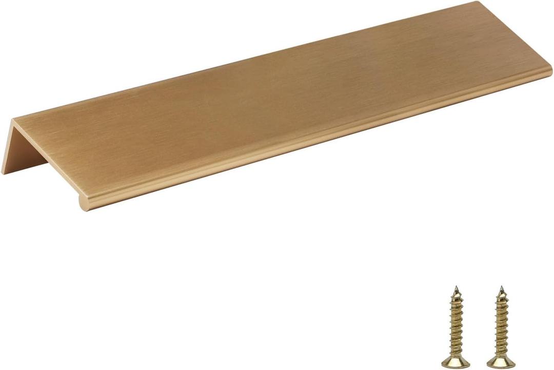 Rergy 10 Pack Champagne Bronze Cabinet Pull Gold Finger Pulls, Brushed Bronze Edge Pulls for Cabinet Kitchen Cabinet Edge Pulls, 6-1/4in Cabinets Finger Pulls (Hole Center: 6-1/4in(160mm), Champion Bronze)