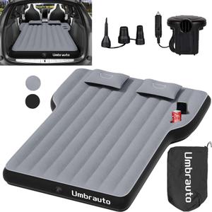 Umbrauto Air Mattress for Tesla Model Y, Custom Inflatable Camping Bed for Back Trunk, Upgraded Sleeping Pad w/Soft Flocking Surface, Durable 210T Fabric Bottom, Portable Pump for SUV Outdoor Travel