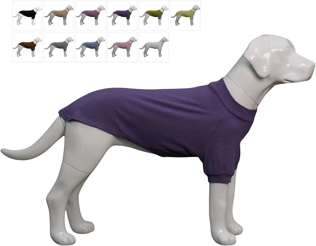 Lovelonglong Ribbed Dog T-Shirt Cotton Knitted Dog Sweaters for All Season Pet T-Shirts for Large Medium Small Dogs Purple 2XL