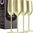 Gusto Nostro Stainless Steel Gold Champagne Flutes Set of 4 - Unique, Unbreakable, Colorful Metal Champagne Glasses - Modern Toasting Flutes - Luxury Wedding Gifts for Couple - Wedding Registry Idea