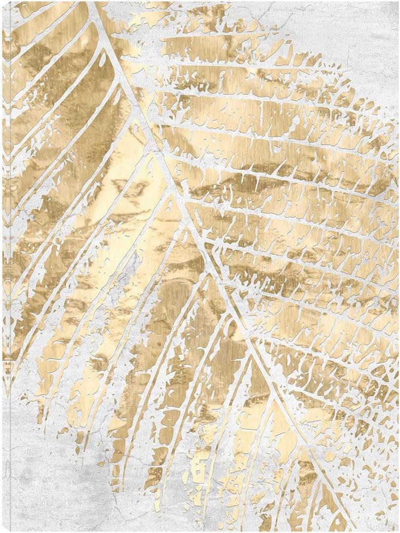 Fine Art Canvas Tropical Gold Canvas Wall Decor by Artist Belle Maison for Living Room, Bedroom, Bathroom, Kitchen, Office, Bar, Dining & Guest Room - Ready to Hang - 24 in x 32 in