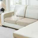 NAISI Waterproof Couch Cushion Covers Thick Velvet Fabric Washable Sofa Slipcovers 2 Pieces Individual Sectional Couch Covers with Elastic Bottom(2 Pcs for 2-Seat or Backrest, Light Taupe)