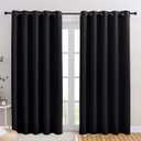 NICETOWN Blackout Draperies Window Curtain Panels, Autumn/Winter Thermal Insulated Solid Grommet Blackout Curtains/Drapes for Cafe (Set of 2, 70 inches by 84 inches, Black)