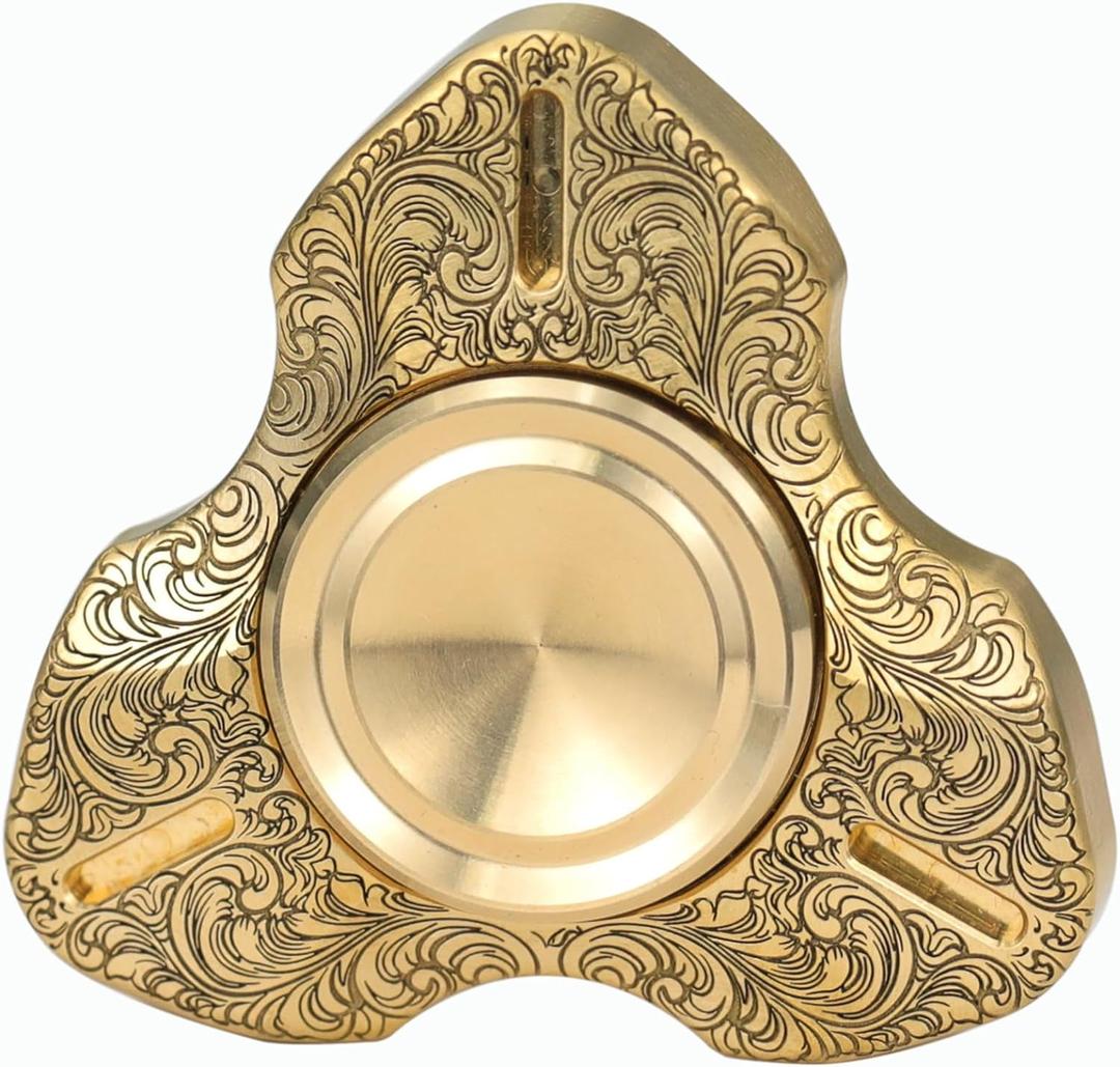FREELOVE Metal Fidget Spinner, Brass Heavy, Long Spinning Toys, Cool Silent, Small Mini 2nd Fox Figette Spiner for Adults Men Anxiety, Quiet Bearing, Relief Brass
