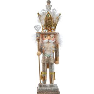 16-Inch Hollywood Platinum and Gold Glitter King Nutcracker