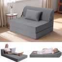 BeBen Folding Sofa Bed Chair, Convertible Sleeper Chair Futon Couch, Foldable Boneless Floor Lounge Sofa, Twin Foam Chair Bed for Small Spaces, Dorm, Guest Room, Living Room, Apartment, Dark Grey