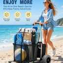 PYY Beach Cart for Sand with 12" Big Balloon Wheels Flodable Aluminum Wagon | 330LBS Heavy Duty Capacity Deck, 4 Lightweight Non-inflatable Solid Tires, Dolly Buggy for Outdoor Camping Shopping Fishing