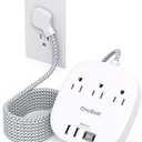 Flat Plug Power Strip, 5ft Flat Extension Cord - 3 Outlets 4 USB Ports (2 USB C) 22.5W/4.5A Desktop Charging Station, Power Strip No Surge Protection for Cruise Ship, Dorm Room Travel Essentials white