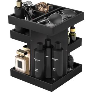 Cologne Organizer for Men Women, Large Capacity Wood Cologne Stand with Rotate Perfume Shelf Bathroom Vanity Countertop Storage