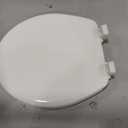 Mayfair Linden Slow Close Toilet Seat, Non Slip Heavy Duty Wood, Easy Install, Round, White