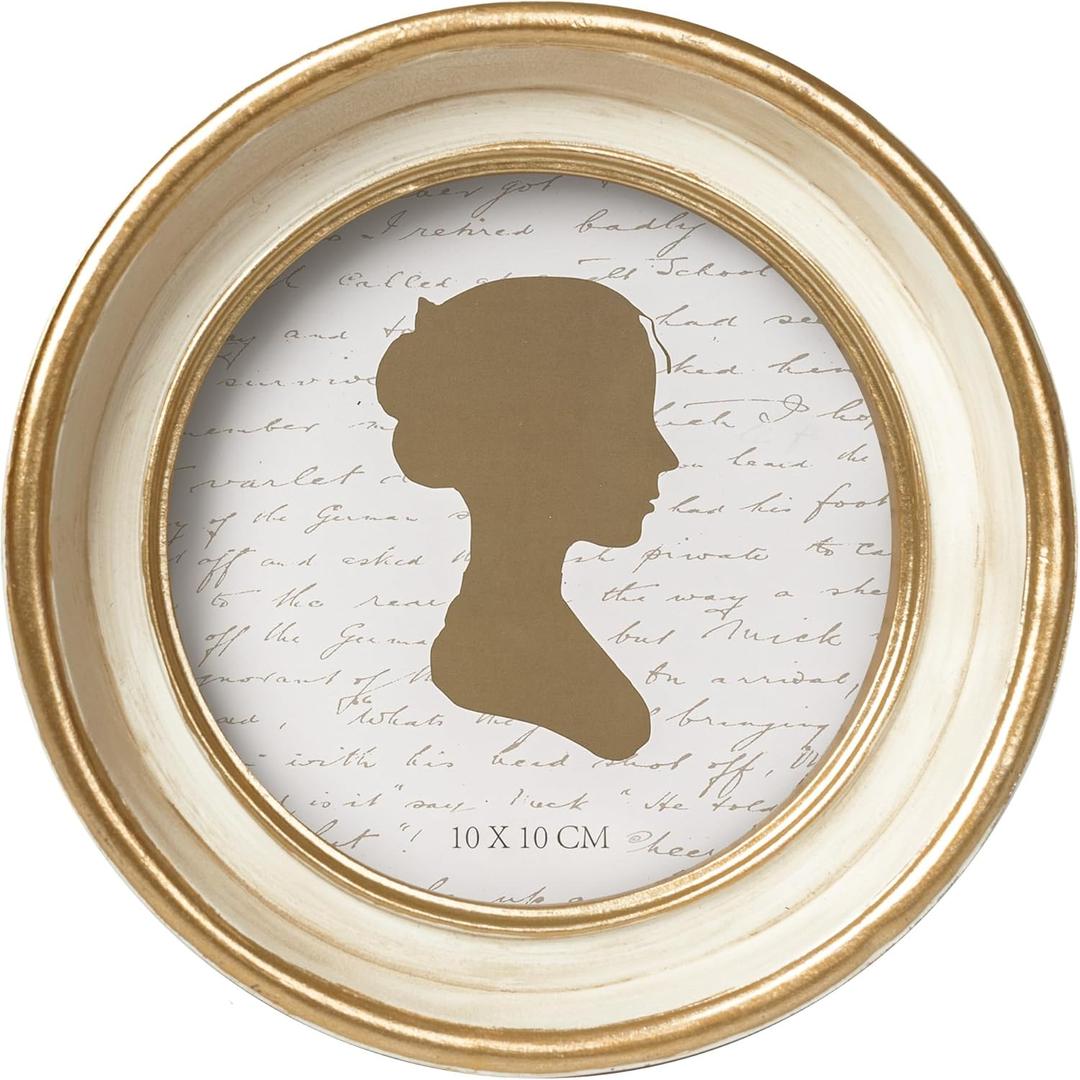 AELS 4x4 Inch Vintage Picture Frame, Elegant Antique Photo Frames with Glass Front, Photo Display, Tabletop Wall Hanging, Gift Ideas, Off-white Oval with Gold Trim