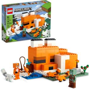 LEGO Minecraft The Fox Lodge House 21178 Animal Toys with Drowned Zombie Figure, Birthday Gift for Grandchildren, Kids, Boys and Girls Ages 8 and Up