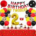 2nd Mouse Birthday Party Supplies Decorations 57Pcs  HAPPY BIRTHDAY Banner OH TWODLES Banner '2' Foil Balloon Balloons Hat Door Sign Cupcake Toppers Birthday Decorations for Boys Girls Kids Babies