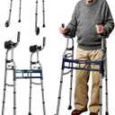 Narrow Walker Folding Upright Walker - with Removable Armrests, 450LBS Heavy Duty, Width & Height Adjustable Narrow Walkers for Seniors, Disabled, Bariatric