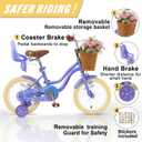 RULLY Donut Girls Bike 12 14 16 Inch Kids Bicycle for Toddlers Ages 3-8 with Training Wheels, Basket & Doll Seat, Retro Cruiser Style, Pink Purple Blue