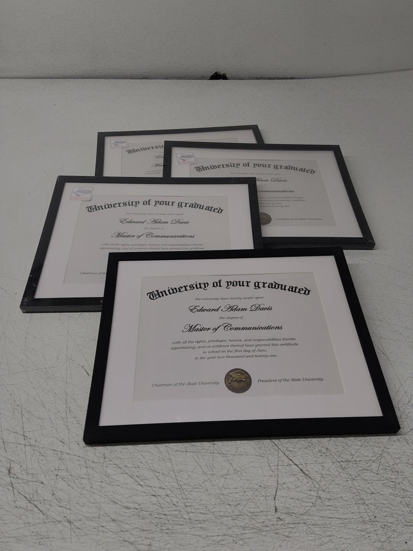 upsimples Certificate Frame with High Definition Glass, 8.5 by 11 Picture Diploma Document Frames for Wall and Tabletop, Black 4 Pack