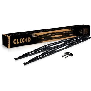 ClixWipers Heavy Duty 2-Pack 32" + 32" Windshield Wiper Blades Steel Frame Automotive Replacement Windshield Wiper Blades Fits .5 to 2/3 Inch Saddle Arms For Truck, Bus, RV & Equipment