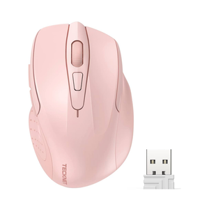 TECKNET Wireless Mouse, 2.4G Ergonomic Optical Mouse, Computer Mouse for Laptop, PC, Computer, Chromebook, Notebook, 6 Buttons, 24 Months Battery Life, 2600 DPI, 5 Adjustment Levels - Pink