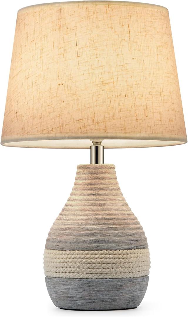 13" H Small Rechargeable Cordless Ceramic Table Lamp with Remote  RGB, Warm White Light, Timer, Dimmer  Battery Operated Lamp with Linen Shade for Patio, Bedroom, Living Room, Dining Table