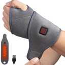 Wrist Heating Pad Pain Relief Heated Wrist Wrap for Carpal Tunnel, Sprains, Swelling, Tendonitis Hot Compress for Hand Pain Relief - Left Right Hand Grey (Non-Rechargeable)