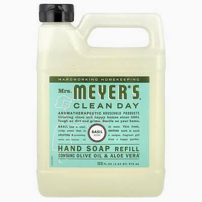 MRS. MEYER'S CLEAN DAY Liquid Fabric Softener, Infused with Essential Oils, Paraben Free, Basil, 32 oz - Pack of 6 (192 Loads)