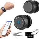 Smart Door Knob Fingerprint Door Lock with Keypad, Keyless Entry Deadbolt for Front Door, Smart Auto Lock Deadbolt with Phone/Watch App Control, Biometric Fingerprint Gate Knob with 6 Ways to Unlock