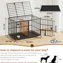 Dosker 42 inch Heavy Duty Metal Dog Crate with Divider for 2 Dogs/Large Dog, All Metal Open Top Escape Proof Cage, Indoor Dog Kennel with Wheels, Floor Grid, Tray, Feeding Bowl