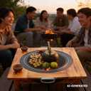 Tabletop Cast Iron Fire Pit, Wood Burning Fire Bowl | for Patio Backyard Comes with grill mesh & Poker for heating and BBQ, Portable for deck camping