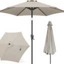 FLAME&SHADE 9ft Patio Umbrella Outdoor - Table Umbrella with Push Button Tilt and Crank, UV Protection, 6 Sturdy Ribs, Market Umbrella for Garden, Deck, Backyard, Lawn, Pool and Beach(Taupe)