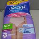 Always Discreet Adult Diapers for Women, Incontinence Underwear, Postpartum Essentials, Disposable Briefs, Max Absorbency, Bladder Leak Protection, Small/Medium, 32ct