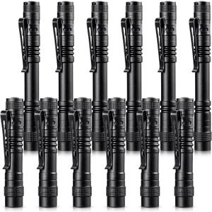 Honoson 12 Pieces Mini LED Pen Flashlight Bulk Small Pocket Flashlight 3.5 Inch, 5.24 Inch Aluminum Handheld Penlight with Clip for Inspection Camping Emergency Diary Lighting