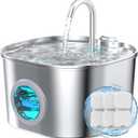 Cat Water Fountain Stainless Steel: Pet Fountains for Cats/Dog Indoor Automatic Waterer Bowls for Drinking Small Animal Water Dispenser Metal Pets Watering Faucet Bottle Auto Kitty Watering Supplies (1 Cat Fountain + 3 Filters)