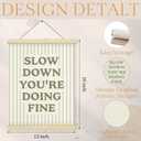 Shrago Slow Down You're Doing Fine Wall Art, Inspirational Positive Affirmation Green Striped Poster Hanger Frame for Bedroom Living Room Home Office Wall Decor, 12x16 Inch