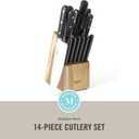 Martha Stewart Eastwalk 14 Piece High Carbon Stainless Steel Cutlery Knife Block Set w/ABS Triple Riveted Forged Handle Acacia Wood Block - Matte Black