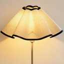 Small Scalloped Lamp Shade with Multi-Size UNO Fitter for E27 E14 E11 Base, Vintage Umbrella Light Shade for Table Lamp, Floor Lamp&Pendant, 15" Bottom Width (Linen, 1 Pack-3.5x15x7in)