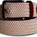 Elastic Braided Belt, 1 3/8", Woven Stretch Belt for Golf Casual Jeans Shorts Pants, Gift Box(Fits up to 50") (Beige, L(38" to 46"))