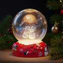 L LOHAS LED 3D Crystal Ball Night Light-Laser Engraved Snowman | Red Holiday Base, Cute & Funny Christmas Night Light for Kids, 3000K Warm White for Christmas Party Decor