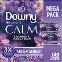 Downy CALM, Mega Dryer Sheets, Laundry Fabric Softener, Lavender and Vanilla Bean, 120 Count