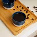 Set of 4 Ceramic Espresso Cups-4 oz, Blue & White Summer Coastline Design, Ideal for Espresso, Coffee, Tea, & More,Small Ceramic Coffee Mugs, Dishwasher & Microwave Safe