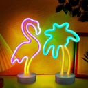UrsaMajor 2 Pack Neon Signs, Pink Flamingo & Neon Palm Tree, USB/Battery Powered, Energy Efficient, Decor Lights for Girls Bedroom, Party, Dining Tables, Office desk, Valentine Gifts