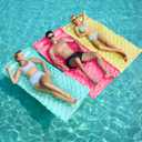 Sloosh 3 Pack Inflatable Pool Mat Swimming Pool Mattress Float Lounge with Headrest, Pool Float Air Mat for Adults 64x32 inch, Medium