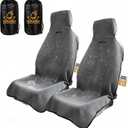 2 Pack Towel Car Seat Covers, Waterproof Washable Front Seat Protectors with Soft Terry Cloth, Non-Slip Backing, Universal Fit for Cars SUVs Trucks,Gym,Beach,Pets, Kids,Road Trips (Gray)