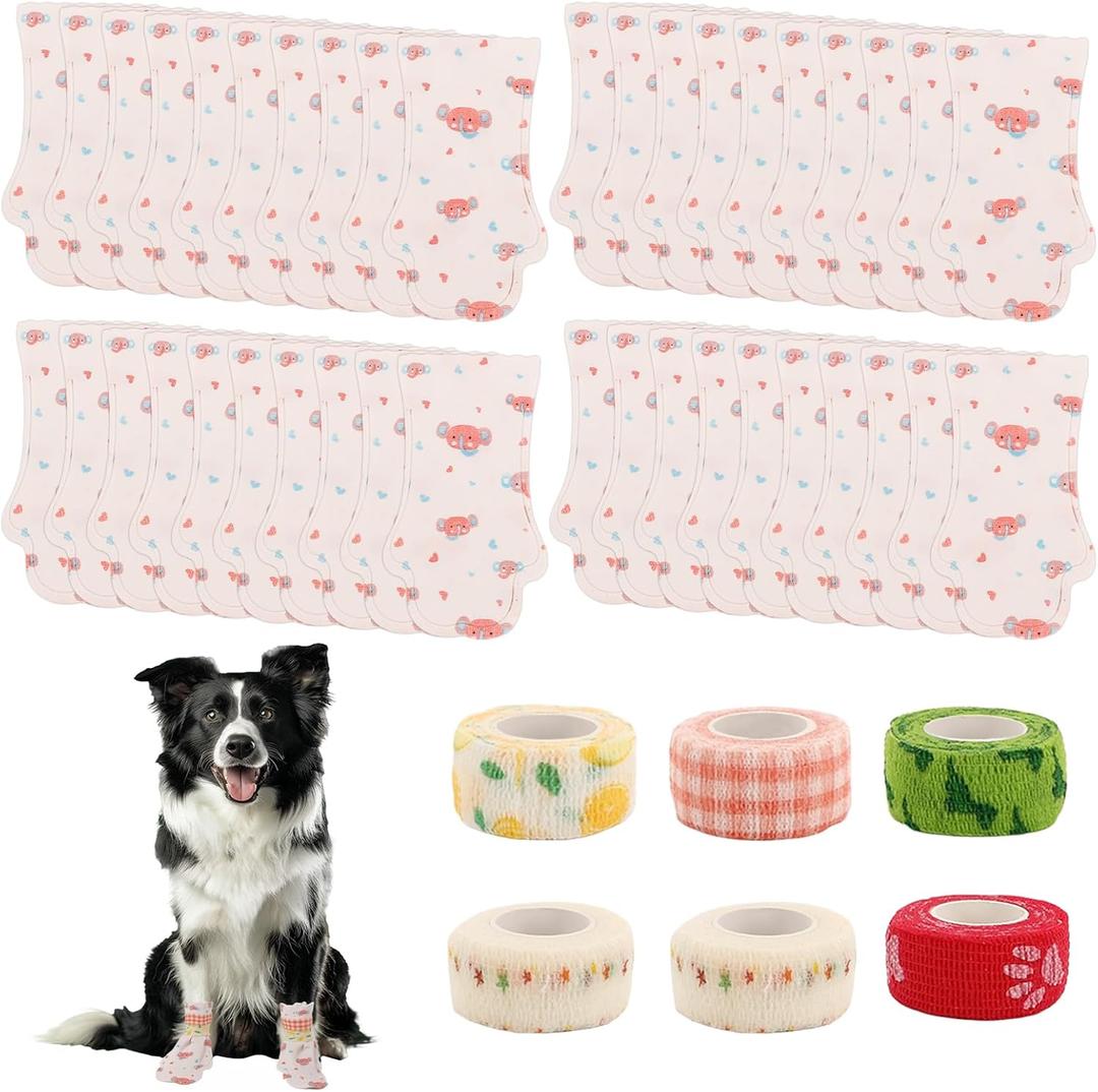Disposable Dog Booties for Paw Protection, 40 Pcs Pet Booties & 6 Rolls Adjustable Self-Adhesive Bandage, Dog Shoes for Hot Pavement, Walking, Hiking, RecoveryPaw Protectors for Medium Large Dogs Disposable Dog Booties for Paw Protection, 40 Pcs Pet Booties & 6 Rolls Adjustable Self-Adhesive Bandage, Dog Shoes for Hot Pavement, Walking, Hiking, RecoveryPaw Protectors for Medium Large Dogs