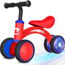 Colorful Lighting Baby Balance Bike Toys for 1 Year Old Boy Girl Gifts, 10-36 Month Toddler Balance Bike, No Pedal 4 Silence Wheels & Soft Seat First Riding on Toys, 1st Birthday Gifts (Red)