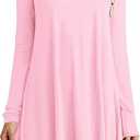 Women's Casual Plain Fit Flowy Simple Swing T-Shirt Loose Tunic Dress¡­ Size L