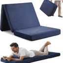 Jamdok Sleeping Mats for Adults,Memory Foam Folding Pad,Breathable Trifold Mattress,Machine Washable Mesh Cover,Cot Size Floor Guest Bed,Summer Camping