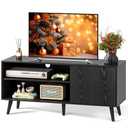 WLIVE TV Stand for 55 Inch TVs, Entertainment Center with Storage Cabinet, Mid-Century TV Stands for Living Room and Bedroom, 50" TV Console, Black