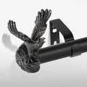 TANGWIN Black Decorative Curtain Rods for Windows:18-45 Inch Adjustable Farmhouse Curtain Rod for Bedroom Living Room, Heavy Duty Rustic Drapery Rods with Vintage Eagle Finials Easy Install, Matte Black